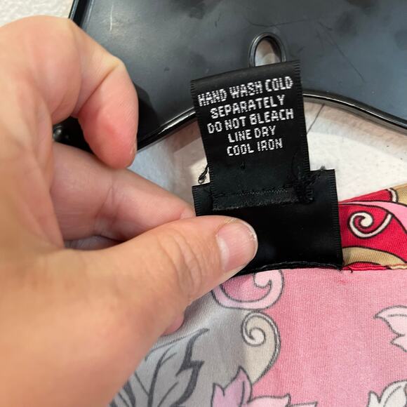 INC International Concepts Paisley Print Y2K Stretch Top Scoop Neck Pink M - Picture 5 of 6